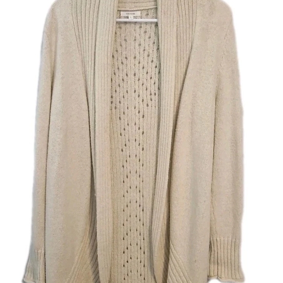 Maurices L Cream Open Front Cardigan Sweater Knit Cottage Retro Y2k Boho - Picture 7 of 14